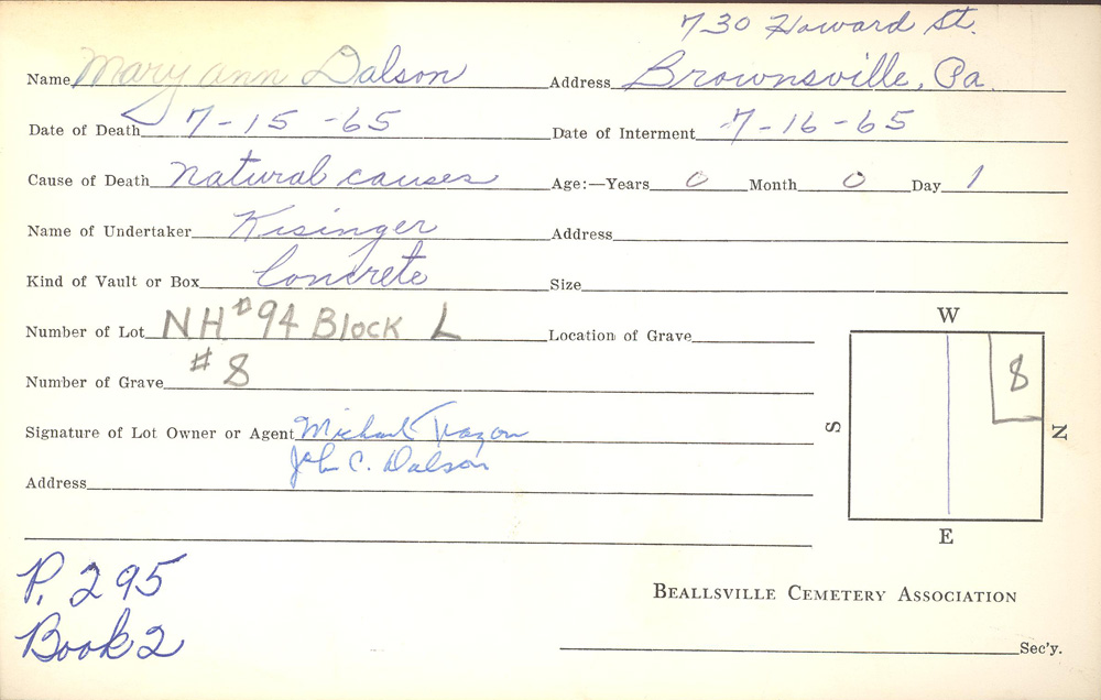 burial card